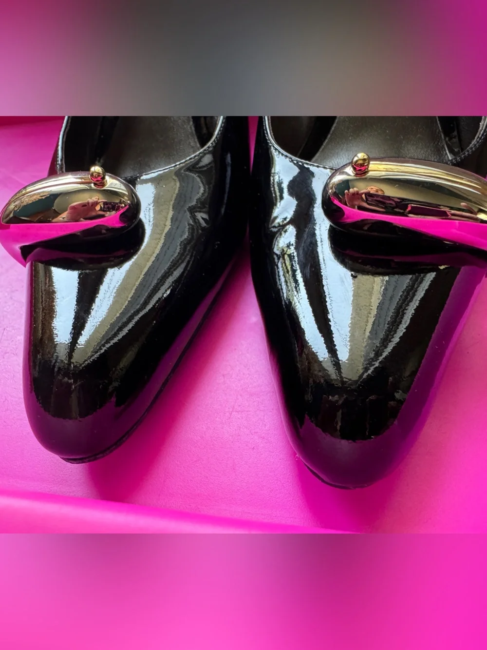 Tory Burch Pierced Black Patent Leather Slingback Heels - Size 8.5